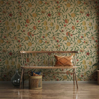 Fruit by William Morris Wallpaper - Vintage Lemon Pomegranate Peel and Stick Mural - Clickwalls
