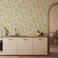 Lemon Tree by William Morris Wallpaper - Bay Leaf Citrus Peel and Stick Botanical Mural - Clickwalls