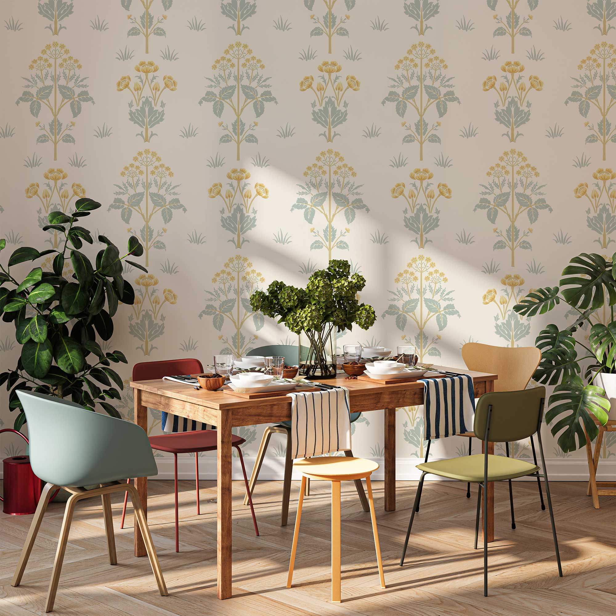 Meadow Sweet by William Morris Wallpaper - Vintage Floral Gold Slate Peel and Stick - Clickwalls