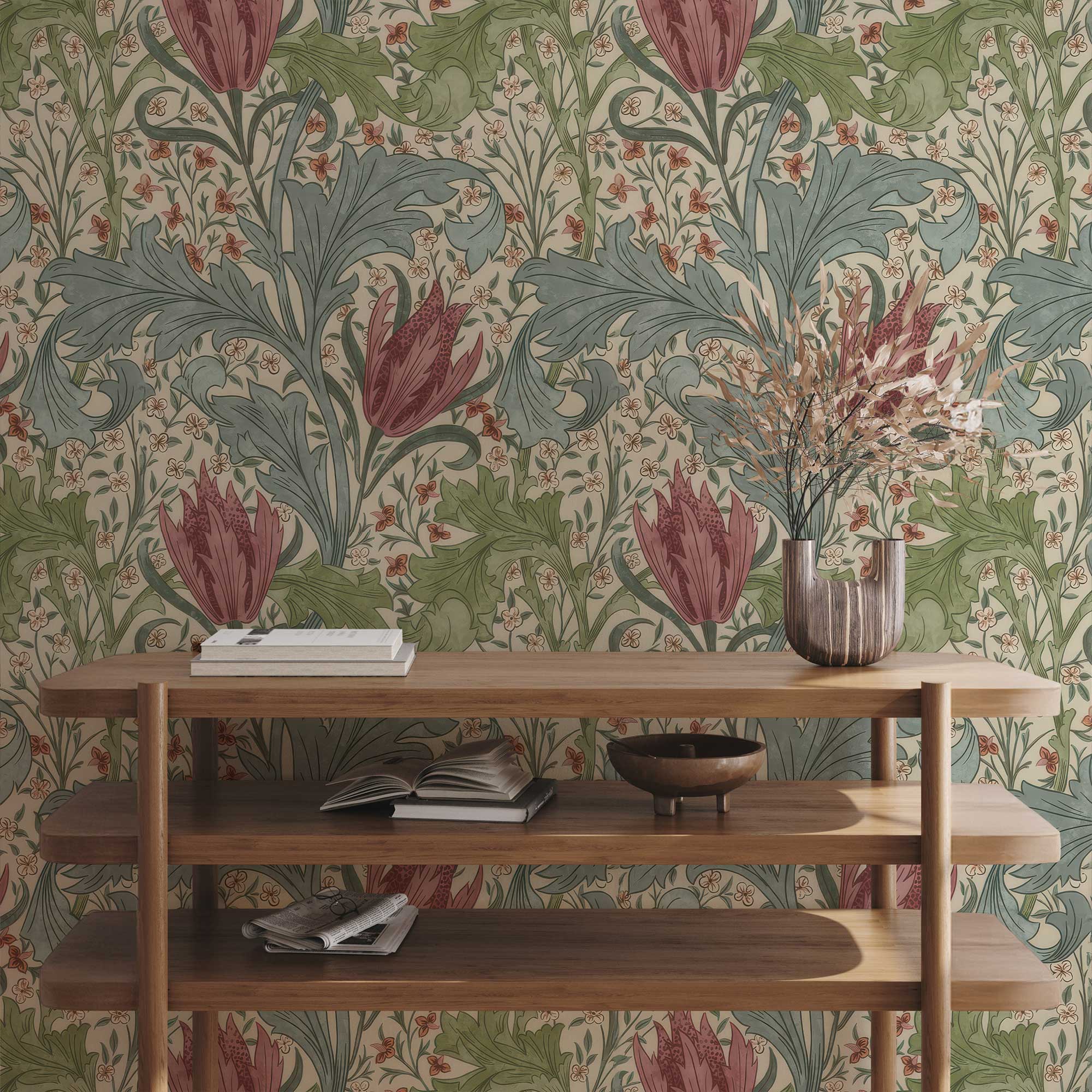 Lent Lily by William Morris Wallpaper - Daffodil Floral Peel and Stick Botanical Mural - Clickwalls