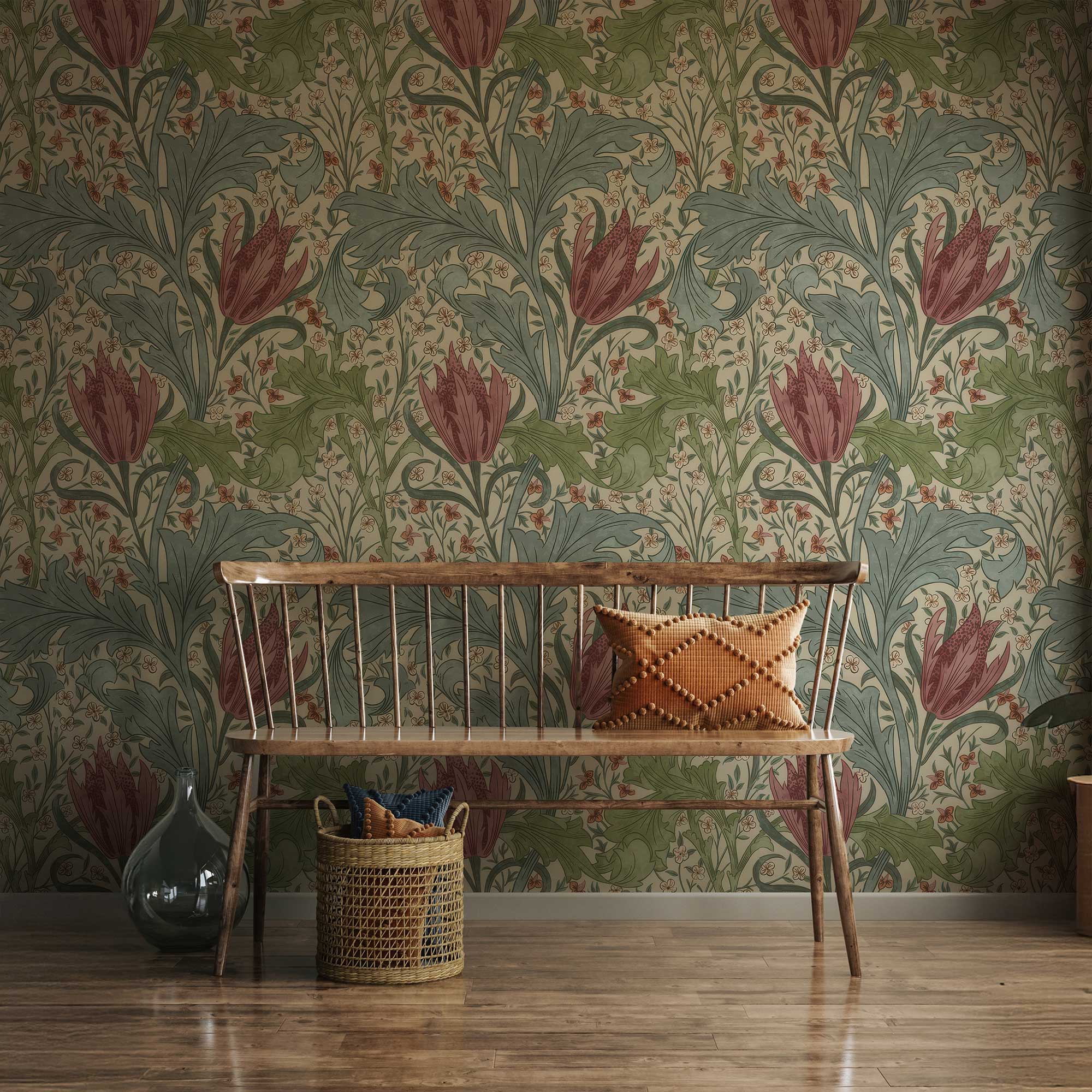 Lent Lily by William Morris Wallpaper - Daffodil Floral Peel and Stick Botanical Mural - Clickwalls