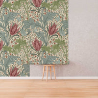 Lent Lily by William Morris Wallpaper - Daffodil Floral Peel and Stick Botanical Mural - Clickwalls