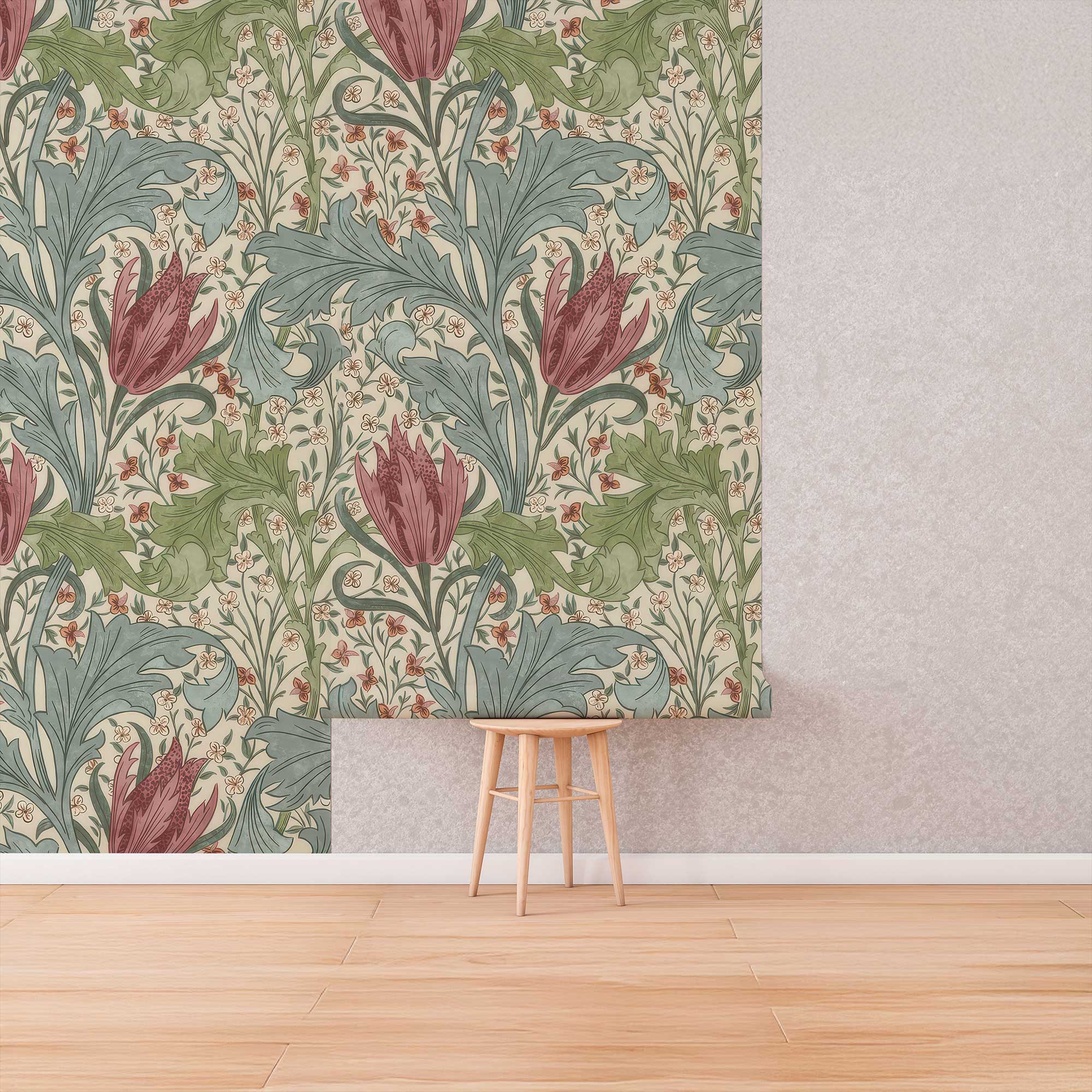 Lent Lily by William Morris Wallpaper - Daffodil Floral Peel and Stick Botanical Mural - Clickwalls