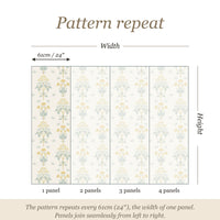 Pattern repeat guide: the pattern repeats every 61cm (24 inches), the width of one panel