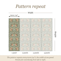Pattern repeat guide: the pattern repeats every 61cm (24 inches), the width of one panel