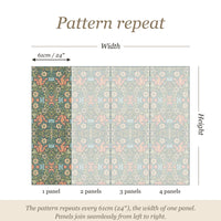 Pattern repeat guide: the pattern repeats every 61cm (24 inches), the width of one panel