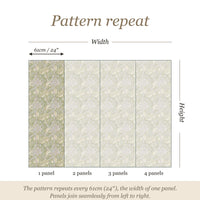 Pattern repeat guide: the pattern repeats every 61cm (24 inches), the width of one panel