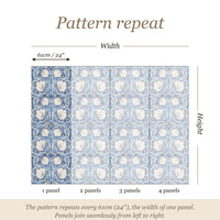 Pattern repeat guide: the pattern repeats every 61cm (24 inches), the width of one panel