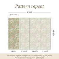 Pattern repeat guide: the pattern repeats every 61cm (24 inches), the width of one panel