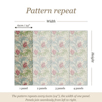 Pattern repeat guide: the pattern repeats every 61cm (24 inches), the width of one panel