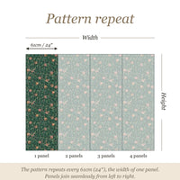 Pattern repeat guide: the pattern repeats every 61cm (24 inches), the width of one panel