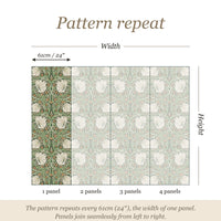 Pattern repeat guide: the pattern repeats every 61cm (24 inches), the width of one panel