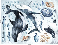 Ocean Predators Decal Set - Orca, Great White Shark, Stingray + More - Watercolour effect stickers - Clickwalls