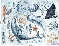 Ocean Decal Set - Dolphin, Narwhal, Stingray, Turtle + More - Watercolour Effect Stickers - Ocean Theme - Clickwalls
