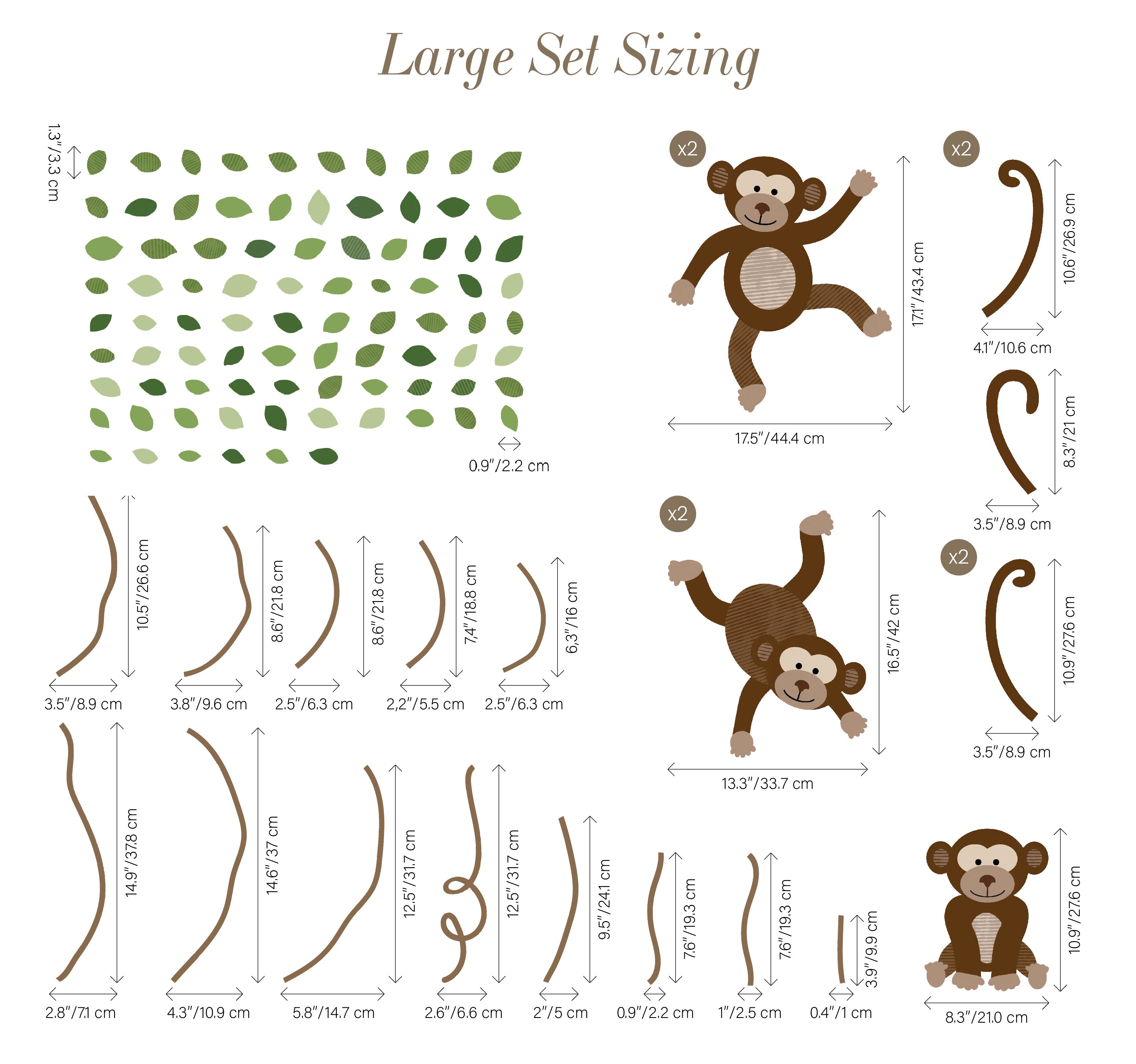 Extra Monkeys, Vines & Leaves -  Repositionable Wall Decals Add-on Set
