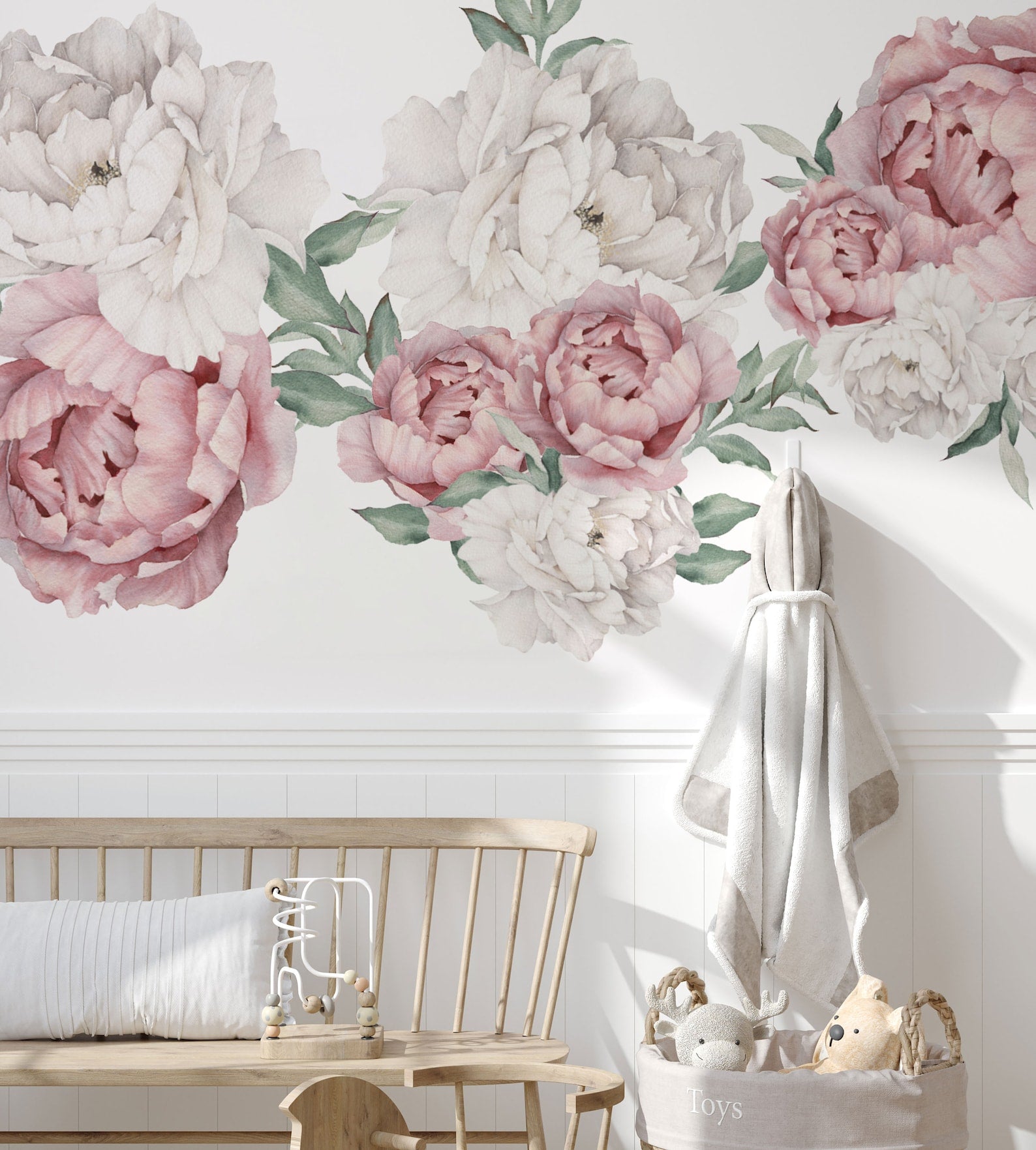 Peony Floral Decals | Self-Adhesive Wall Stickers for Nursery or Home Decor