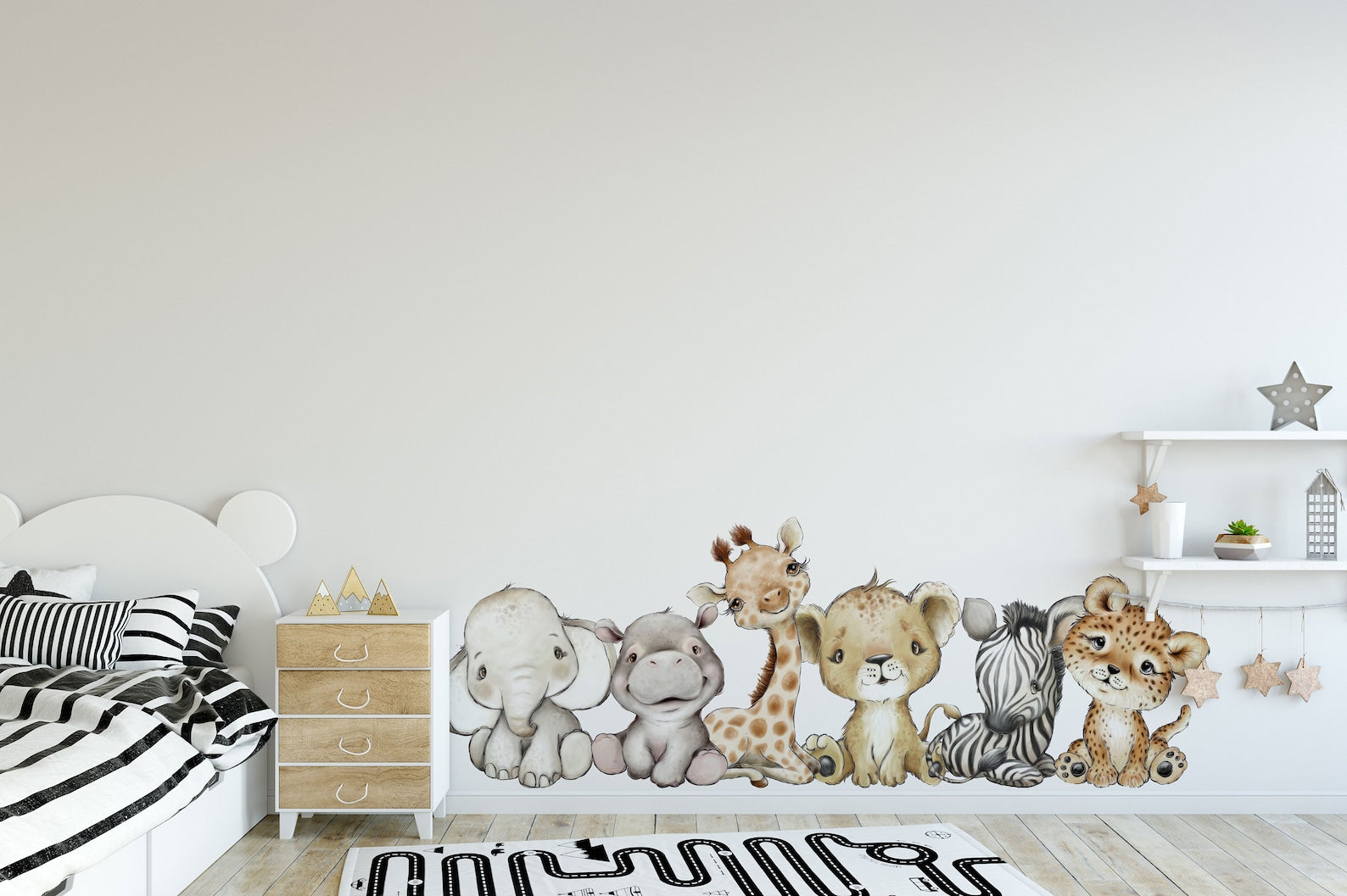 Baby Giraffe Lion Elephant Wall Sticker | Jungle Animal Nursery Decor