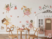 Fairy Wall Decal | Watercolor Fairies Wall Decal | Nursery Fairytale Sticker | Removable Decals | Fairy Sticker - Clickwalls