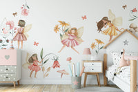 Fairy Wall Decal | Watercolor Fairies Wall Decal | Nursery Fairytale Sticker | Removable Decals | Fairy Sticker - Clickwalls