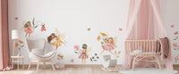 Fairy Wall Decal | Watercolor Fairies Wall Decal | Nursery Fairytale Sticker | Removable Decals | Fairy Sticker - Clickwalls