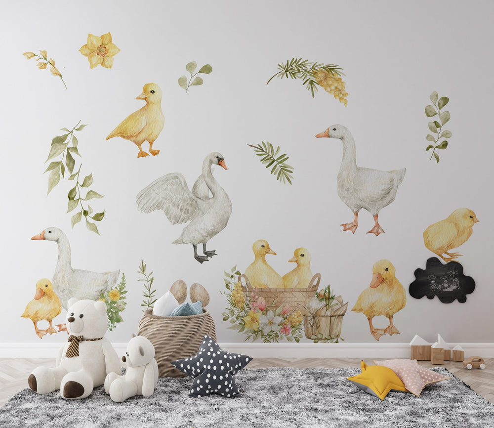 Goose Wall Decals | Watercolor Geese Wall Stickers | Farm Animals Decals | Kids Room Decor