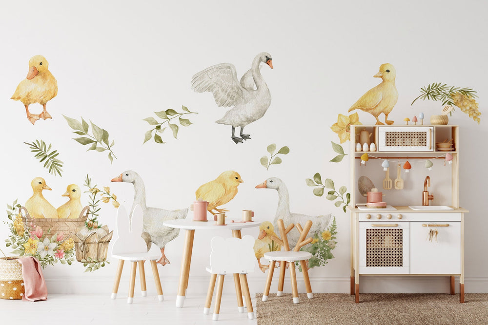 Goose Wall Decals | Watercolor Geese Wall Stickers | Farm Animals Decals | Kids Room Decor