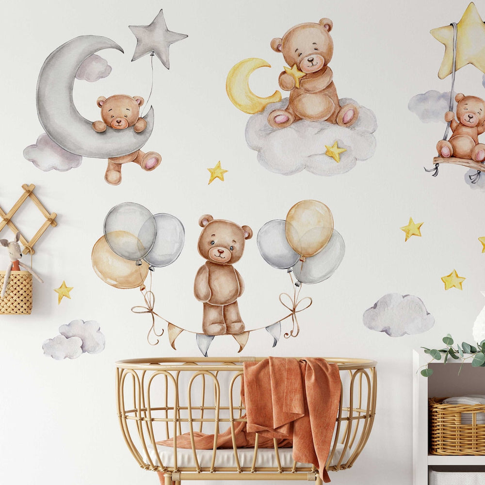 Sleeping Bears Wall Decal | Bears in the Air Nursery Wall Sticker