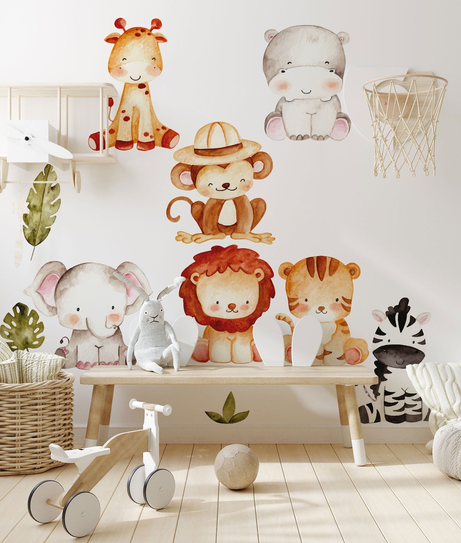 Jungle Wall Decals | Safari Animal Nursery Decor | Kids Room Decal | Reusable and Removable Wall Stickers - Clickwalls