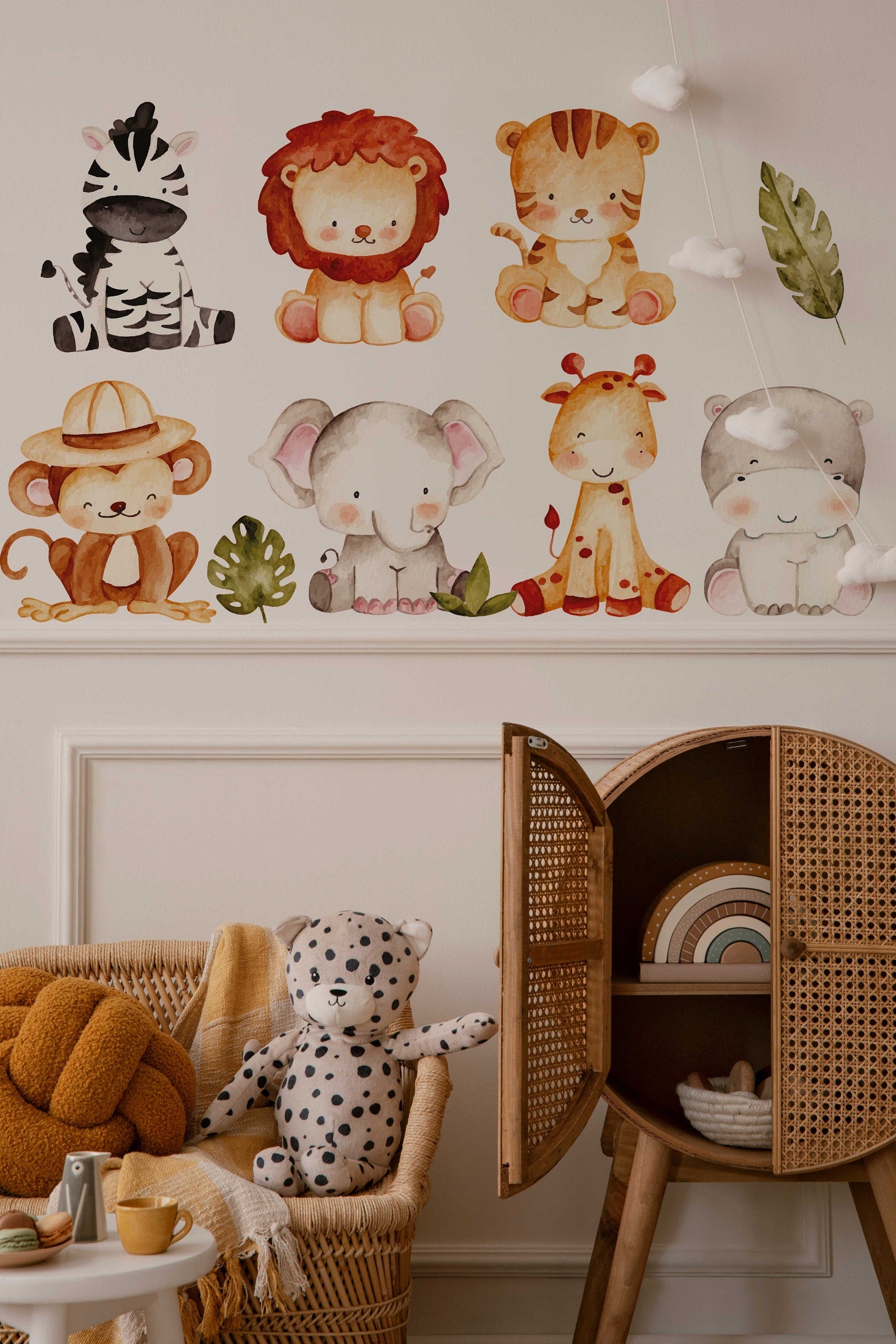 Jungle Wall Decals | Safari Animal Nursery Decor | Kids Room Decal | Reusable and Removable Wall Stickers - Clickwalls