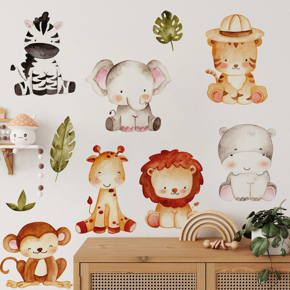 Jungle Wall Decals | Safari Animal Nursery Decor | Kids Room Decal | Reusable and Removable Wall Stickers