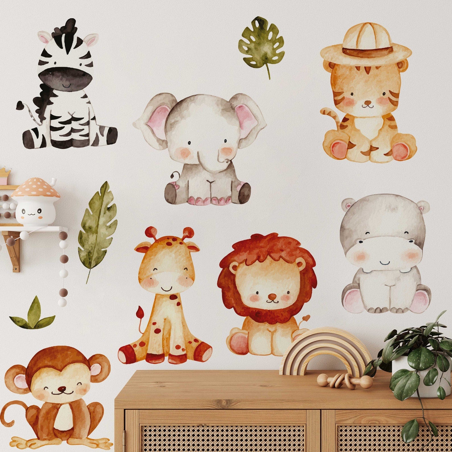 Jungle Wall Decals | Safari Animal Nursery Decor | Kids Room Decal | Reusable and Removable Wall Stickers - Clickwalls