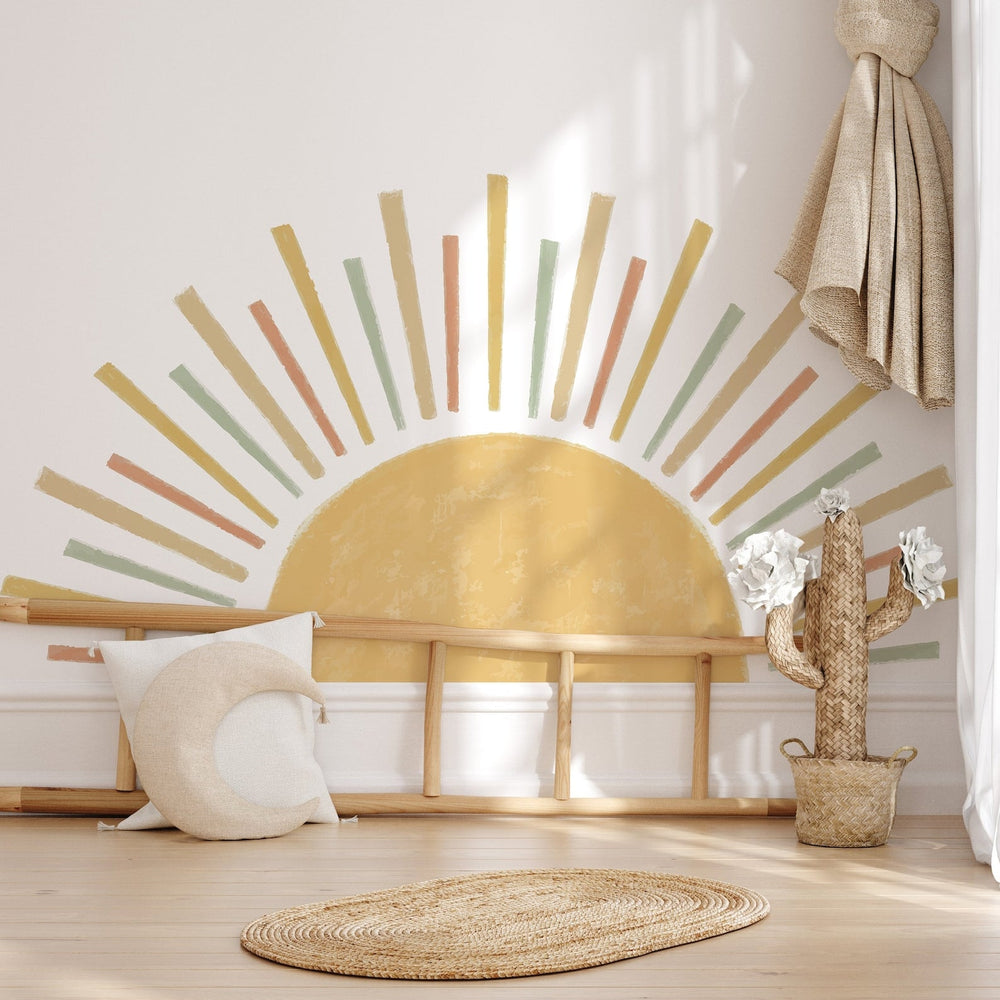 Large Boho Half Sun Watercolour Wall Decal