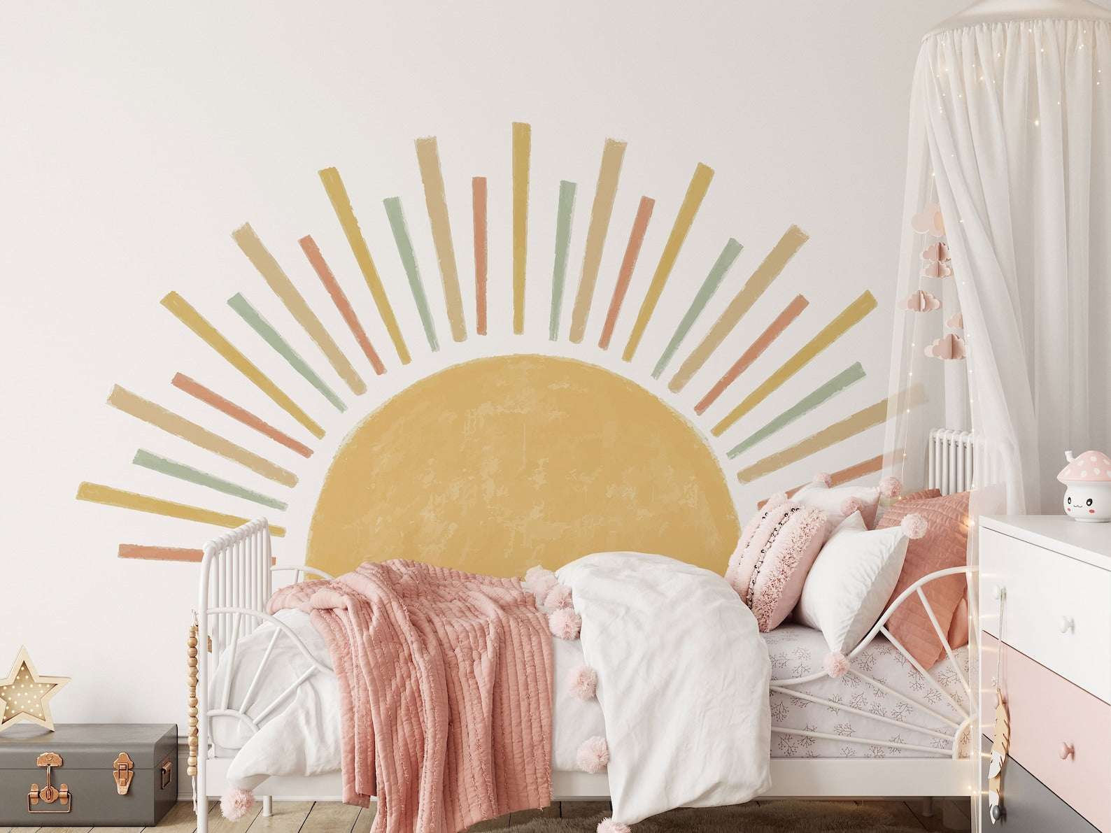Muursticker - Boho bloemen boog sticker Muursticker - Boho bloemen boog sticker