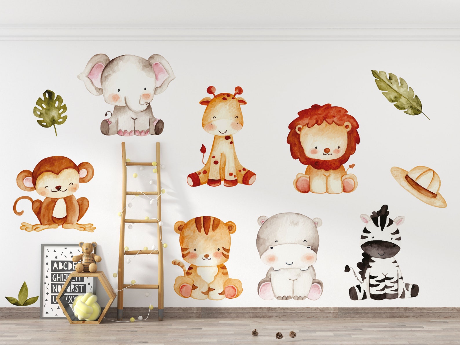 Jungle Wall Decals | Safari Animal Nursery Decor | Kids Room Decal | Reusable and Removable Wall Stickers - Clickwalls
