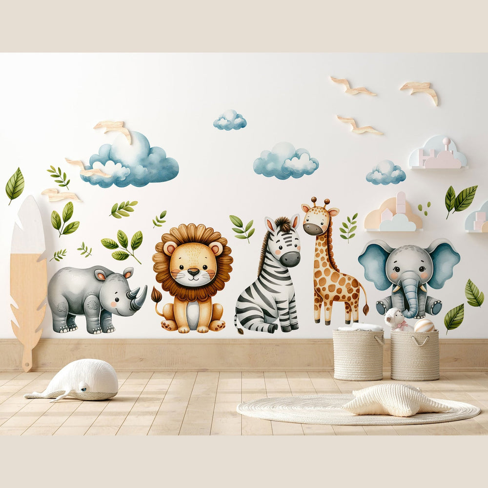 Safari Wall Stickers Set for Kids | Watercolour Safari Animals