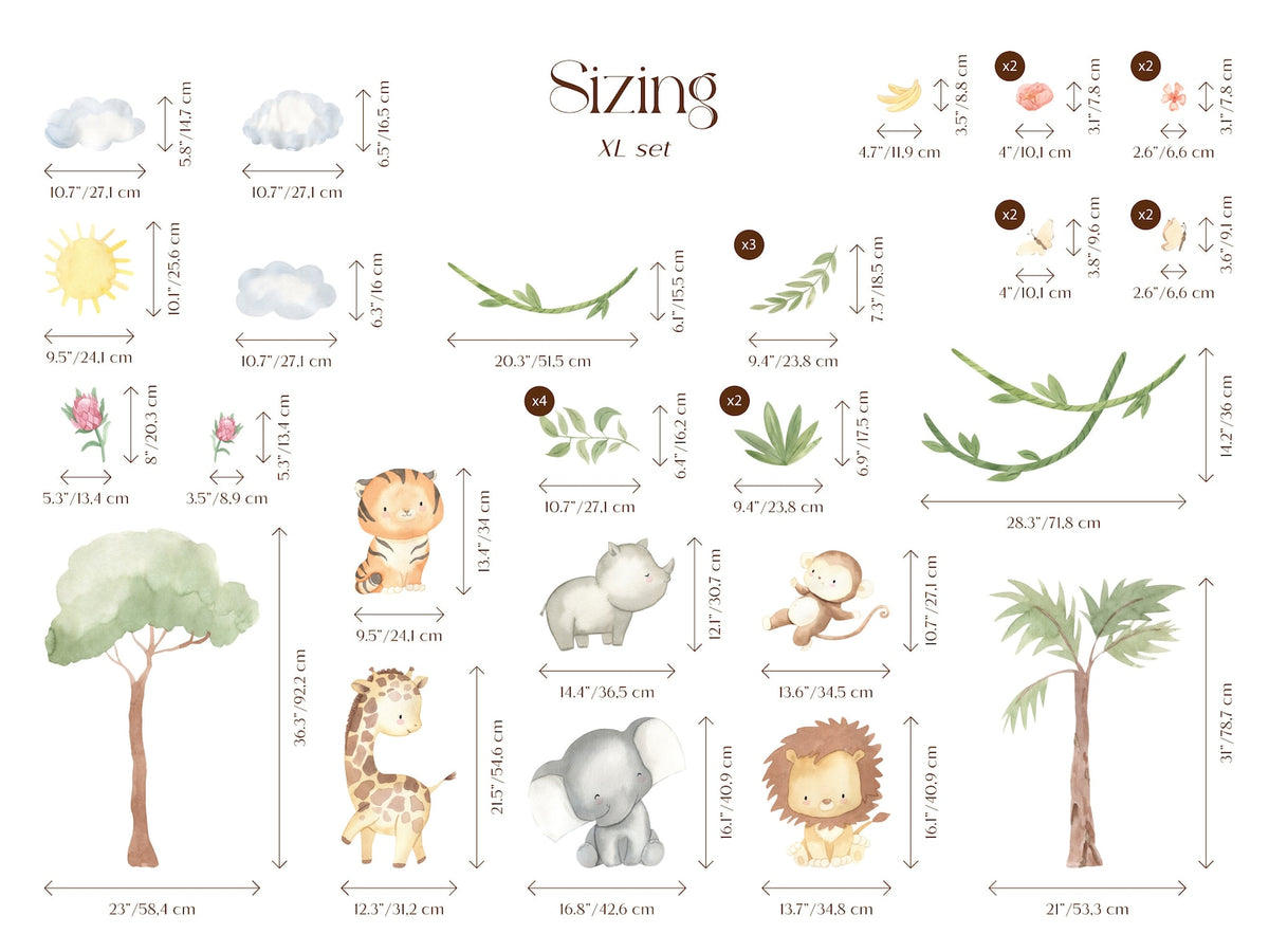 XL Safari Wall Sticker Set for Kids | ClickWalls