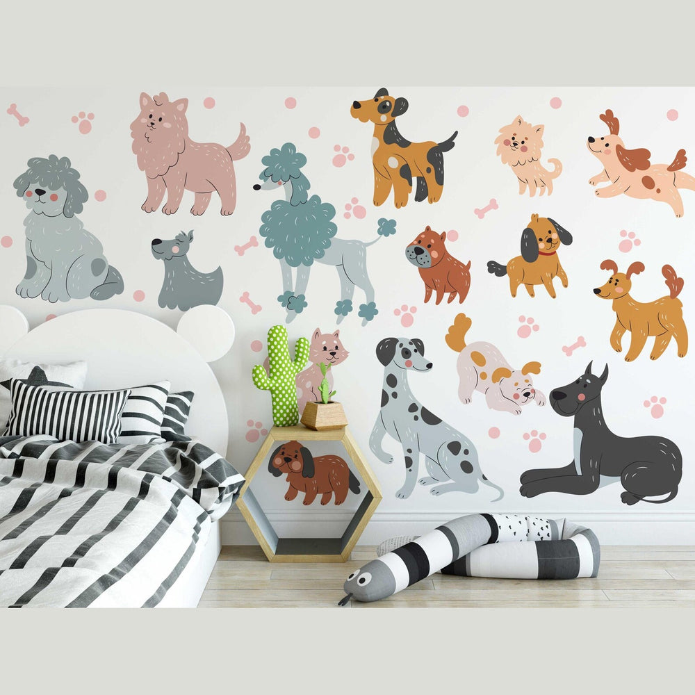 Cute Dog Wall Decals Set for Kids Room Nursery