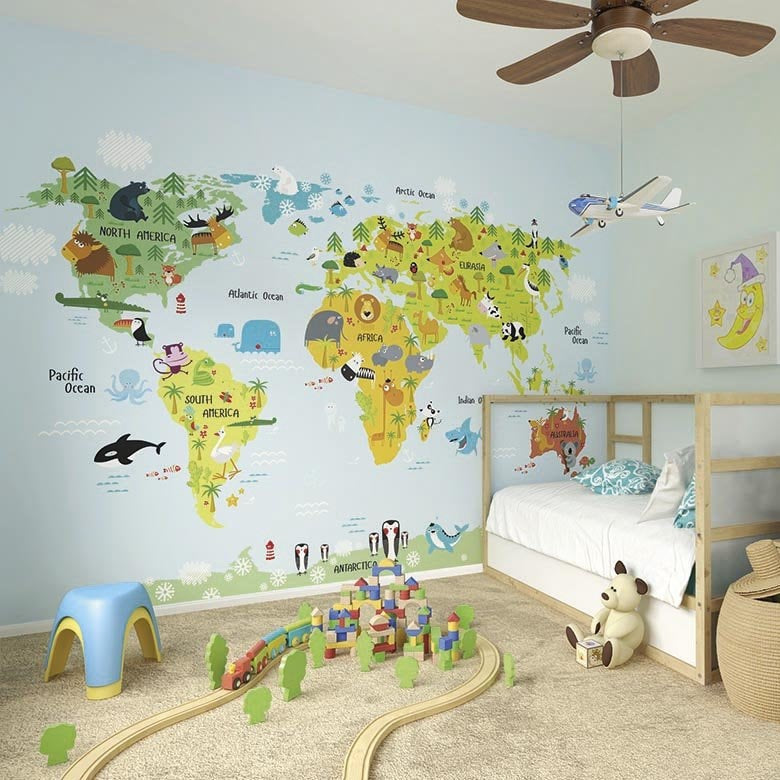 The Whole Wide World Map Wall Mural