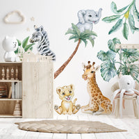 Adorable Safari Wall Decals - Removable Peel and Stick African Animals Stickers for Kids Room - Clickwalls