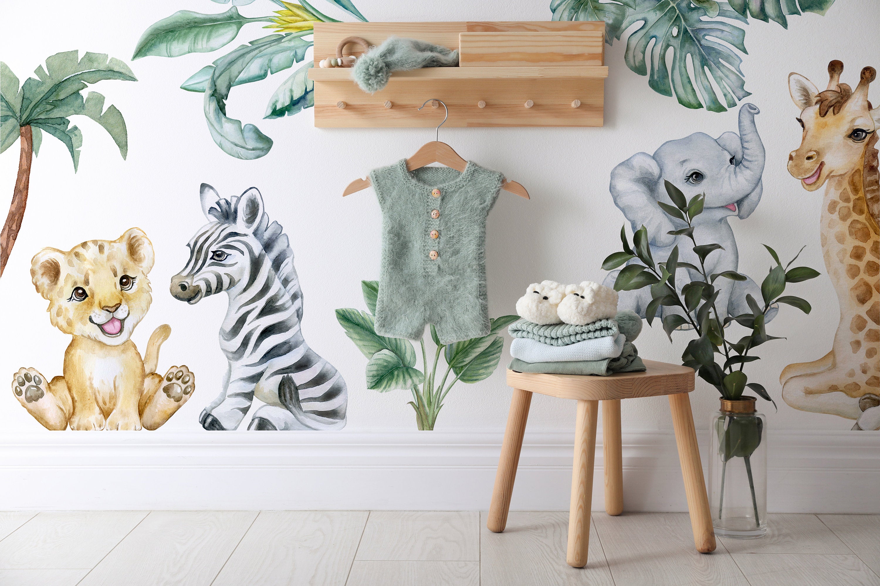 Adorable Safari Wall Decals - Removable Peel and Stick African Animals Stickers for Kids Room - Clickwalls