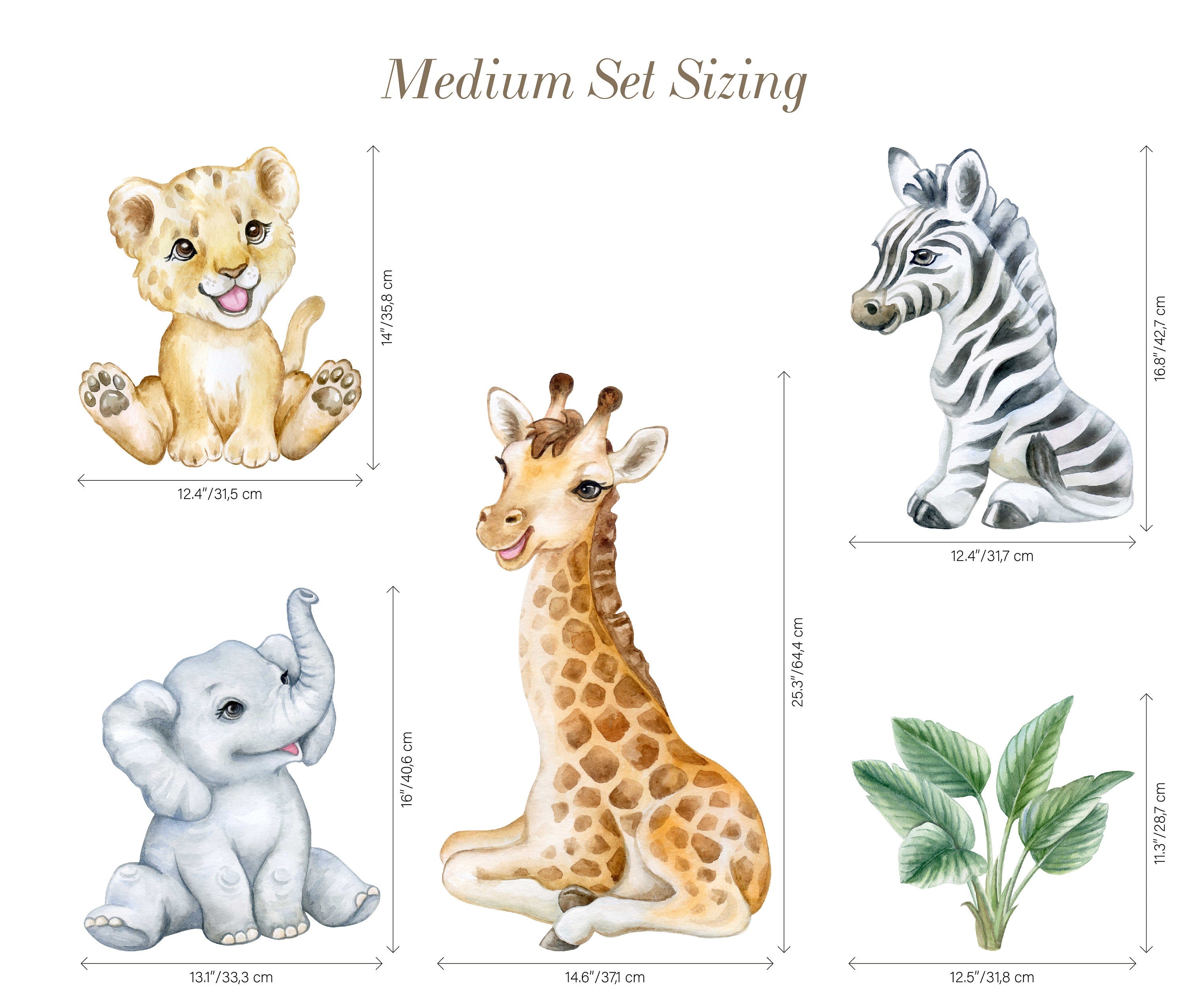 Adorable Safari Wall Decals - Removable Peel and Stick African Animals Stickers for Kids Room - Clickwalls
