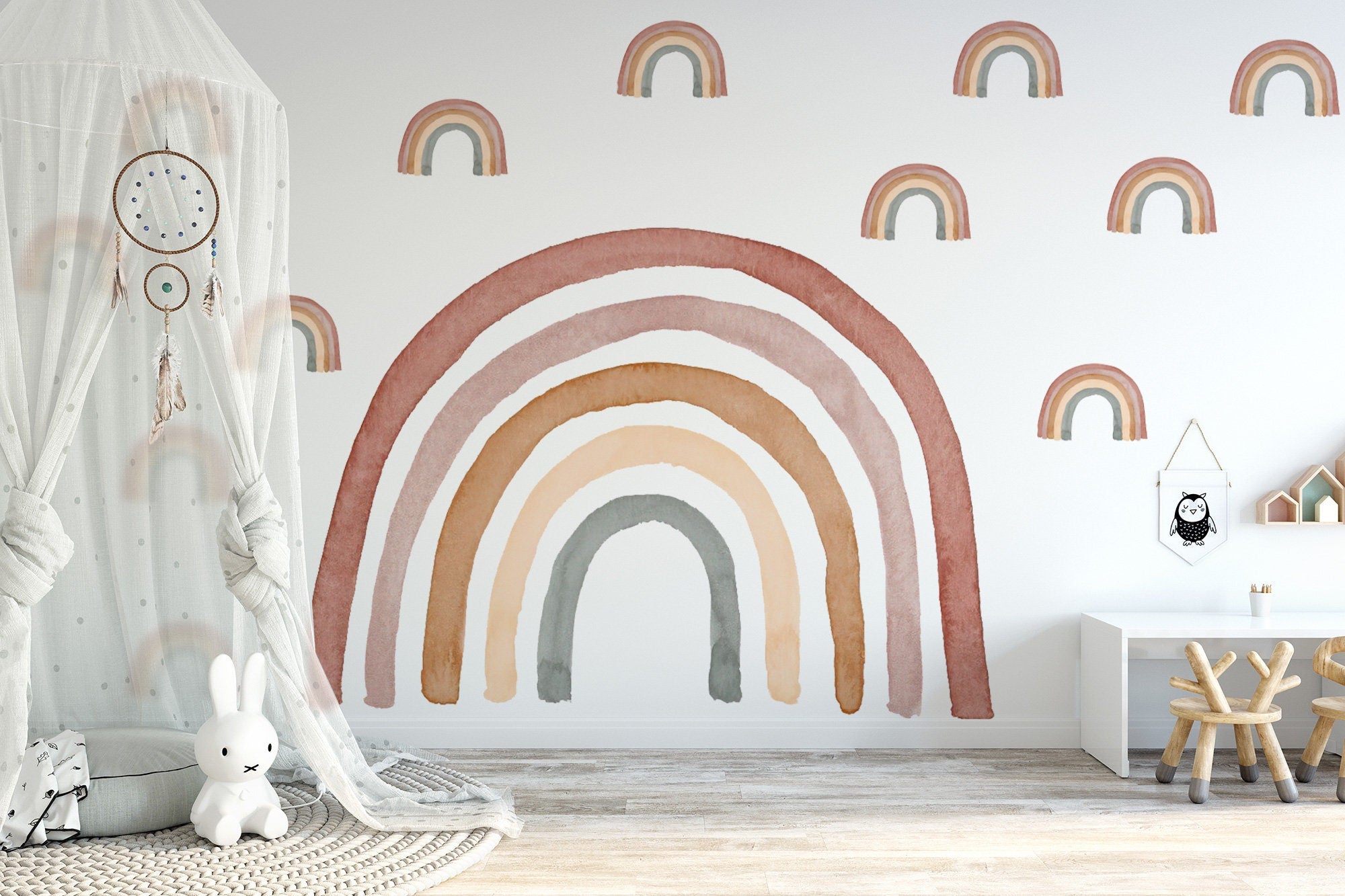 Wall Sticker Rainbow Watercolor Removable and watercolor mini rainbows, Kids room decor, Kids place, Rainbows, Rainbow decor, Ecor friendly - Clickwalls