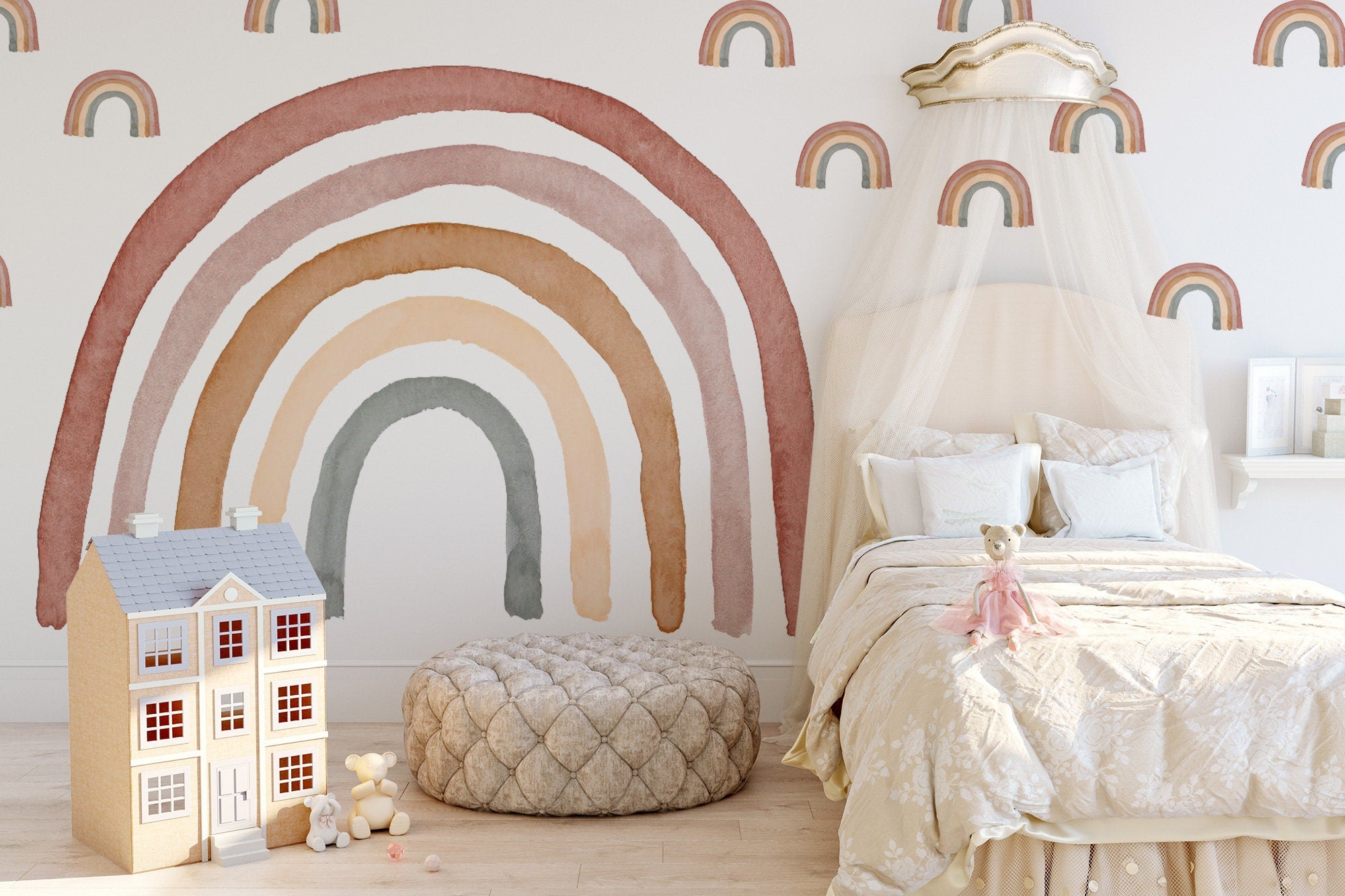 Wall Sticker Rainbow Watercolor Removable and watercolor mini rainbows, Kids room decor, Kids place, Rainbows, Rainbow decor, Ecor friendly - Clickwalls