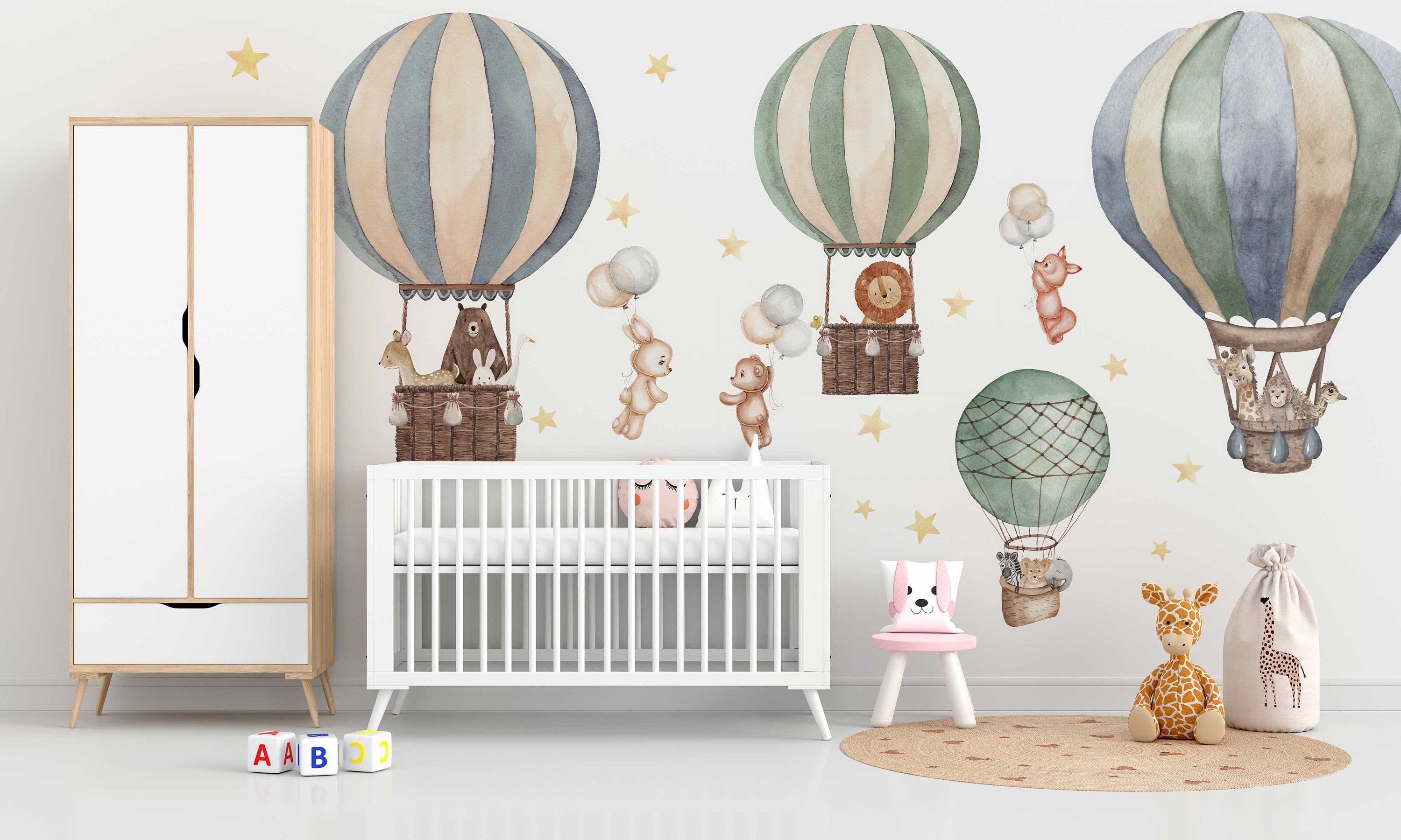 Colorful Hot Air Balloon Wall Sticker for Playful Kids Rooms