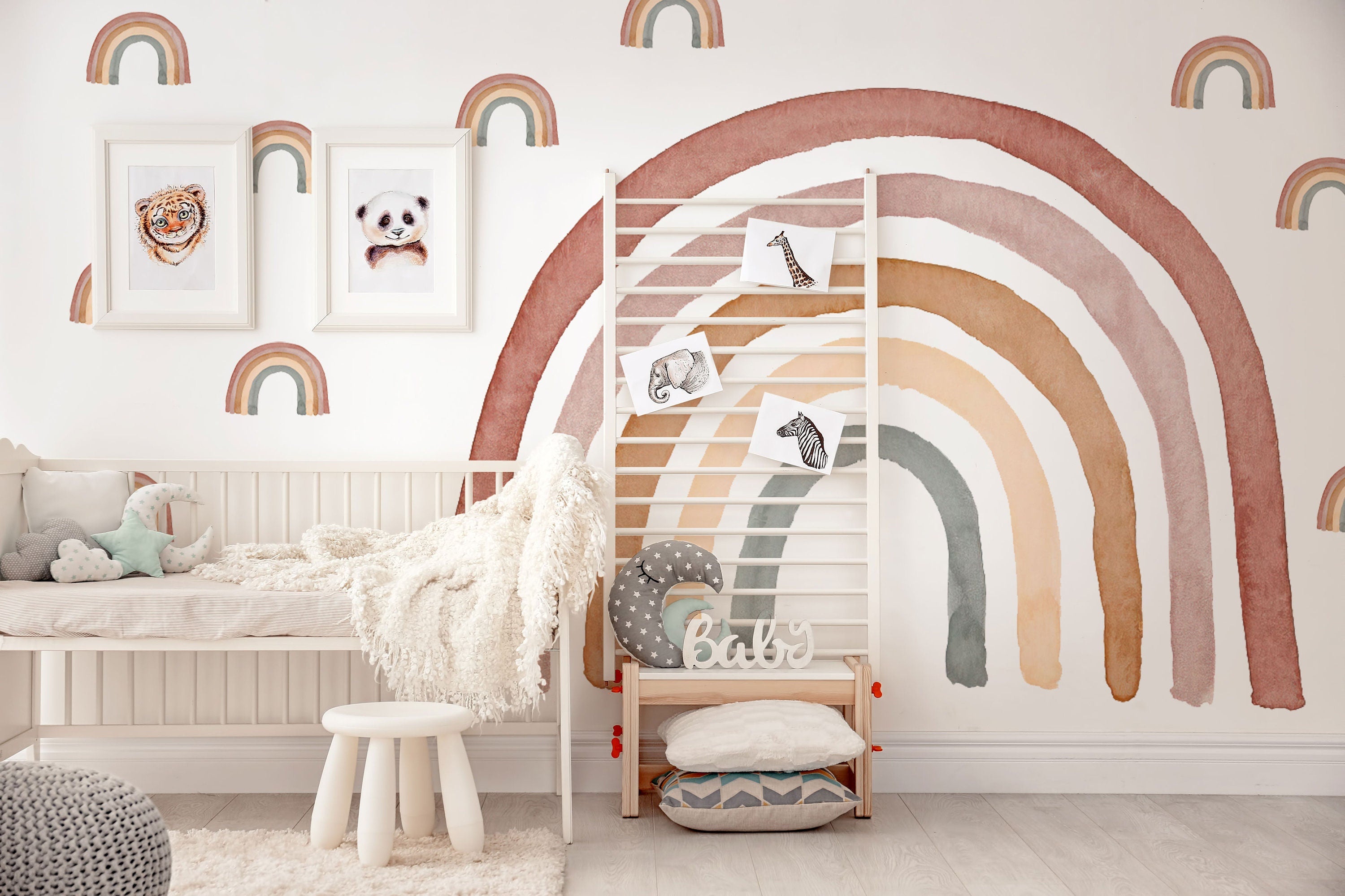 Wall Sticker Rainbow Watercolor Removable and watercolor mini rainbows, Kids room decor, Kids place, Rainbows, Rainbow decor, Ecor friendly - Clickwalls