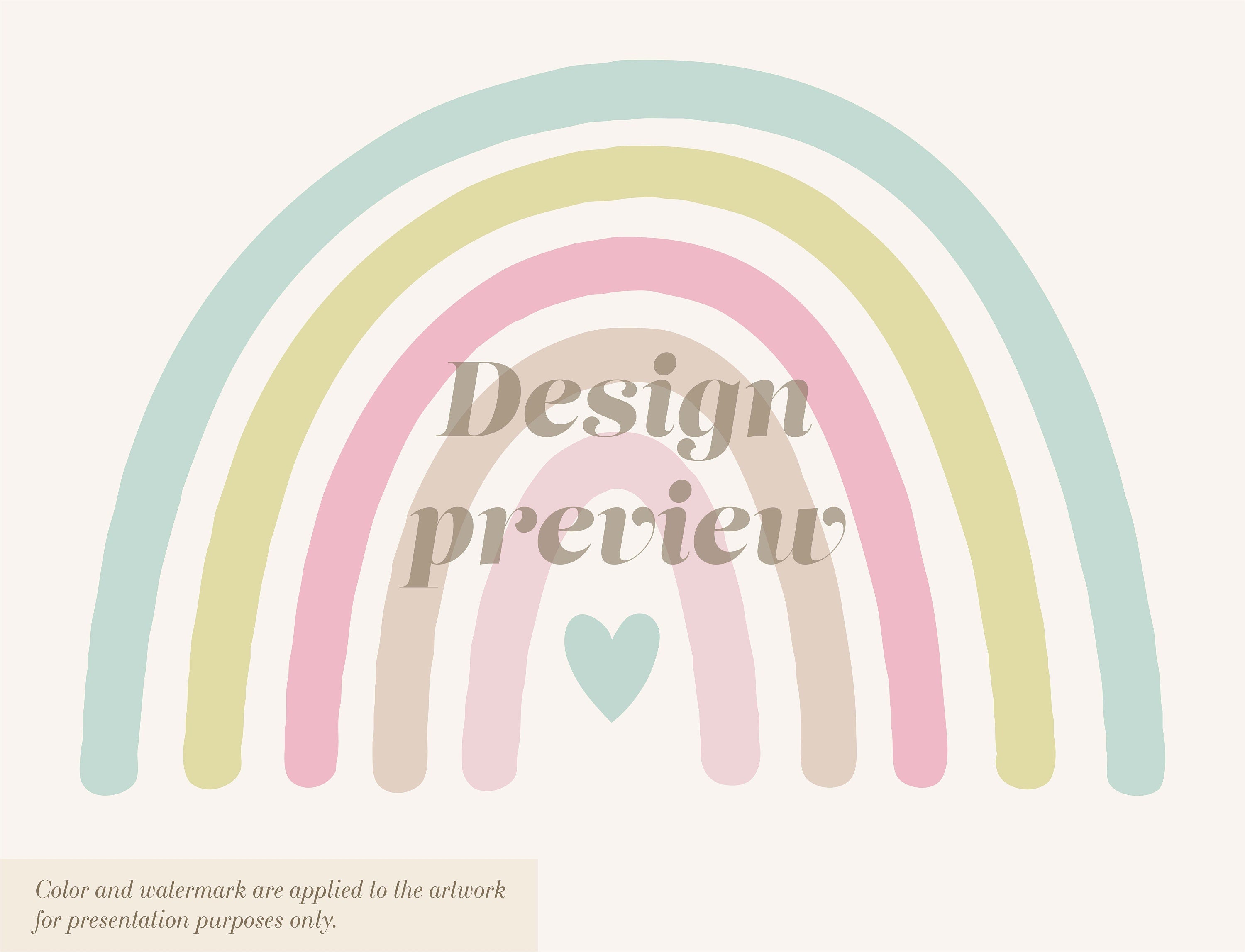 Rainbow Wall Sticker Drawn - With A Small Heart - Clickwalls