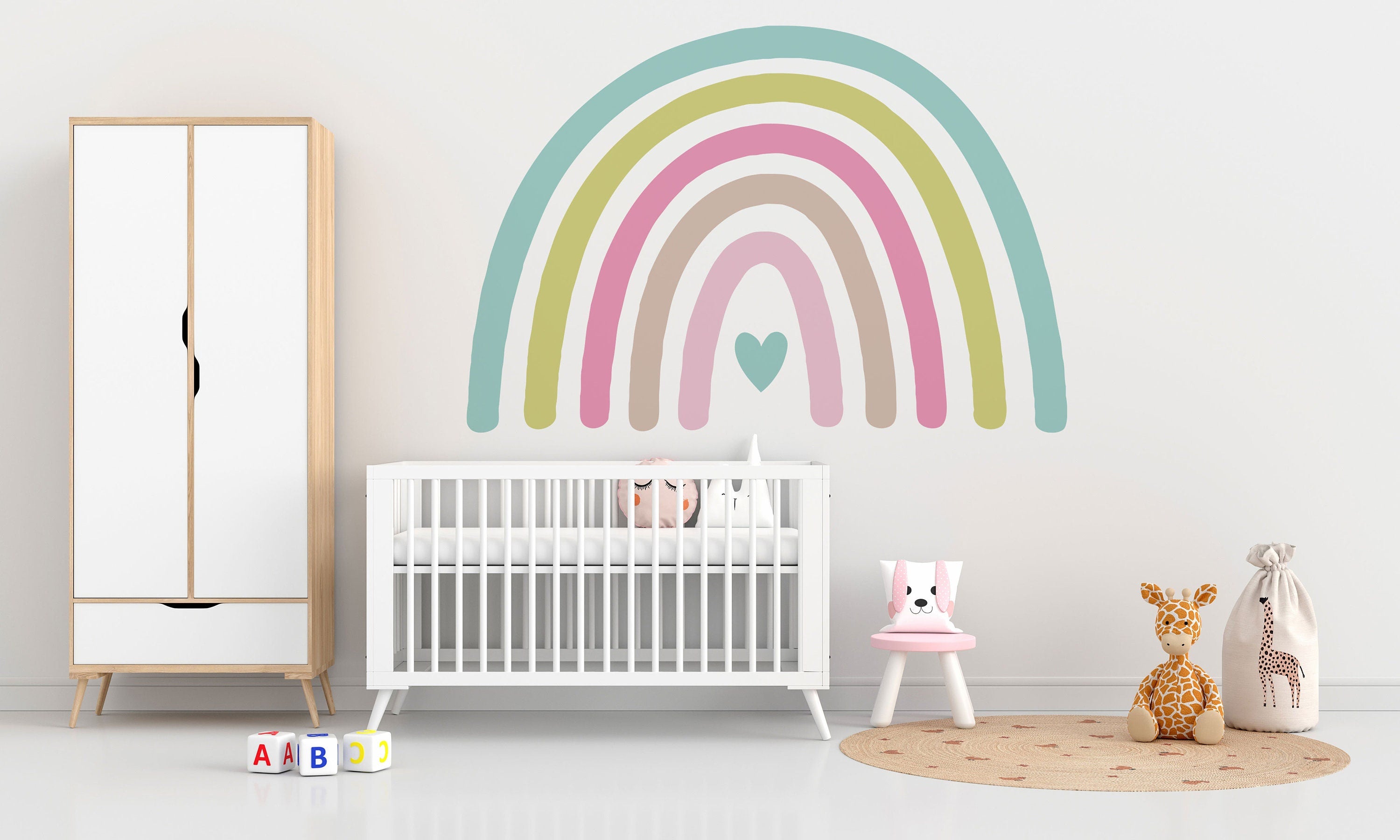 Rainbow Wall Sticker Drawn - With A Small Heart - Clickwalls