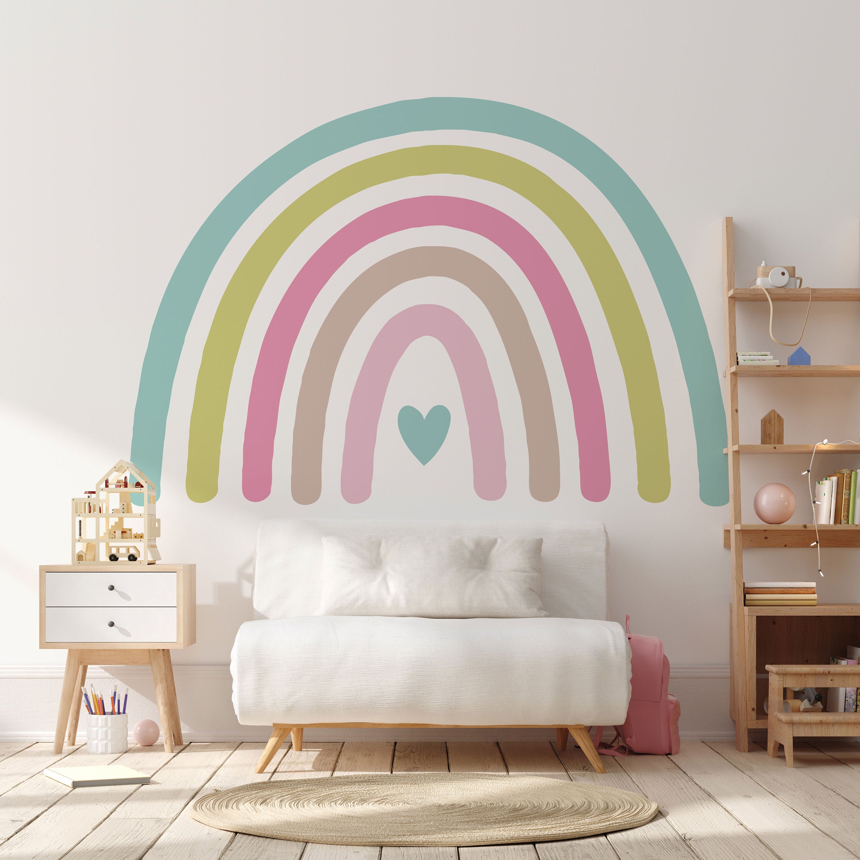 Rainbow Wall Sticker Drawn - With A Small Heart - Clickwalls