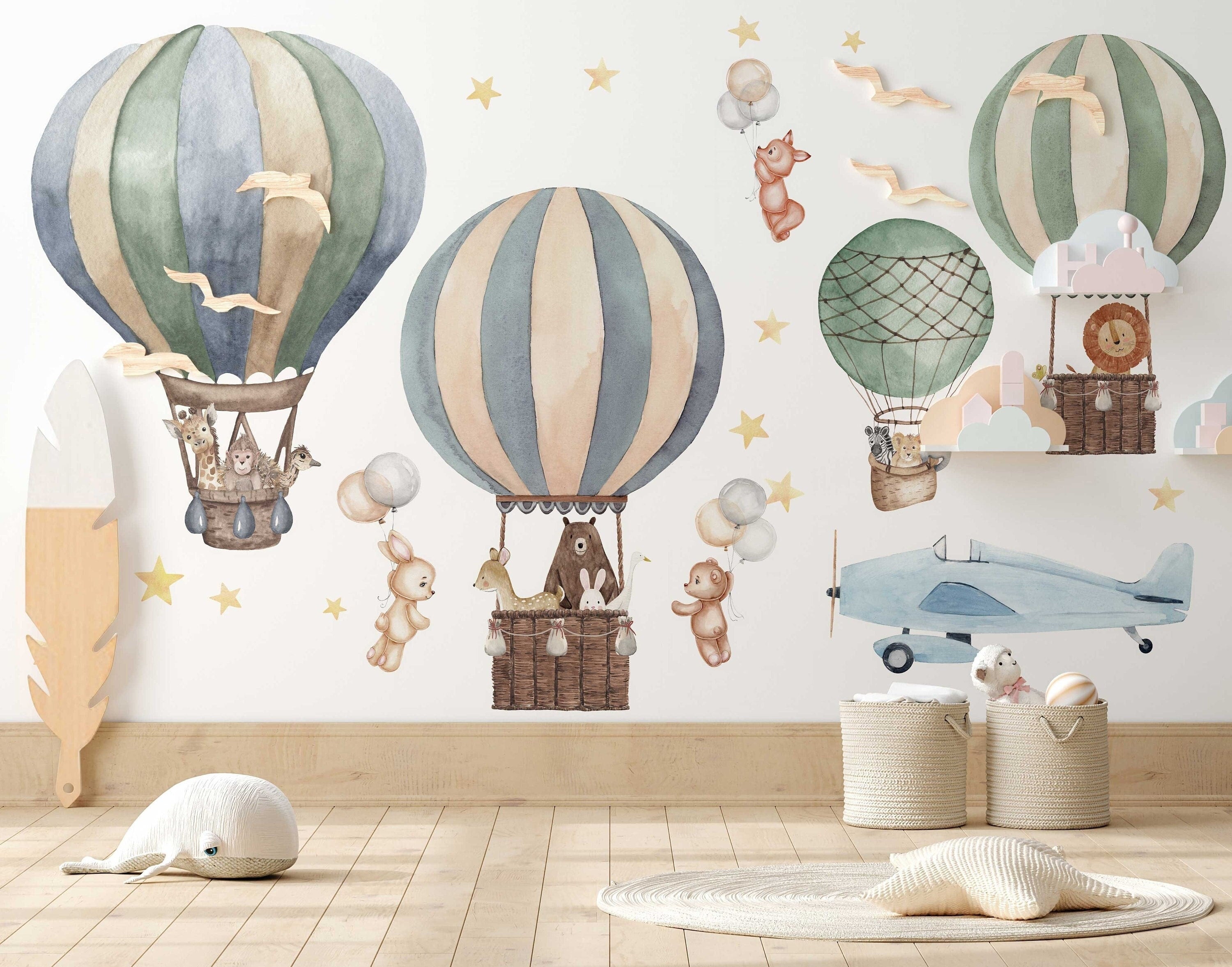 Colorful Hot Air Balloon Wall Sticker for Playful Kids Rooms