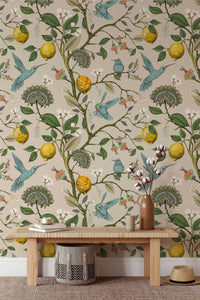 Lemon Grove Hummingbirds Peel and Stick Wallpaper - Removable Self-Adhesive for Nursery or Kitchen - Clickwalls